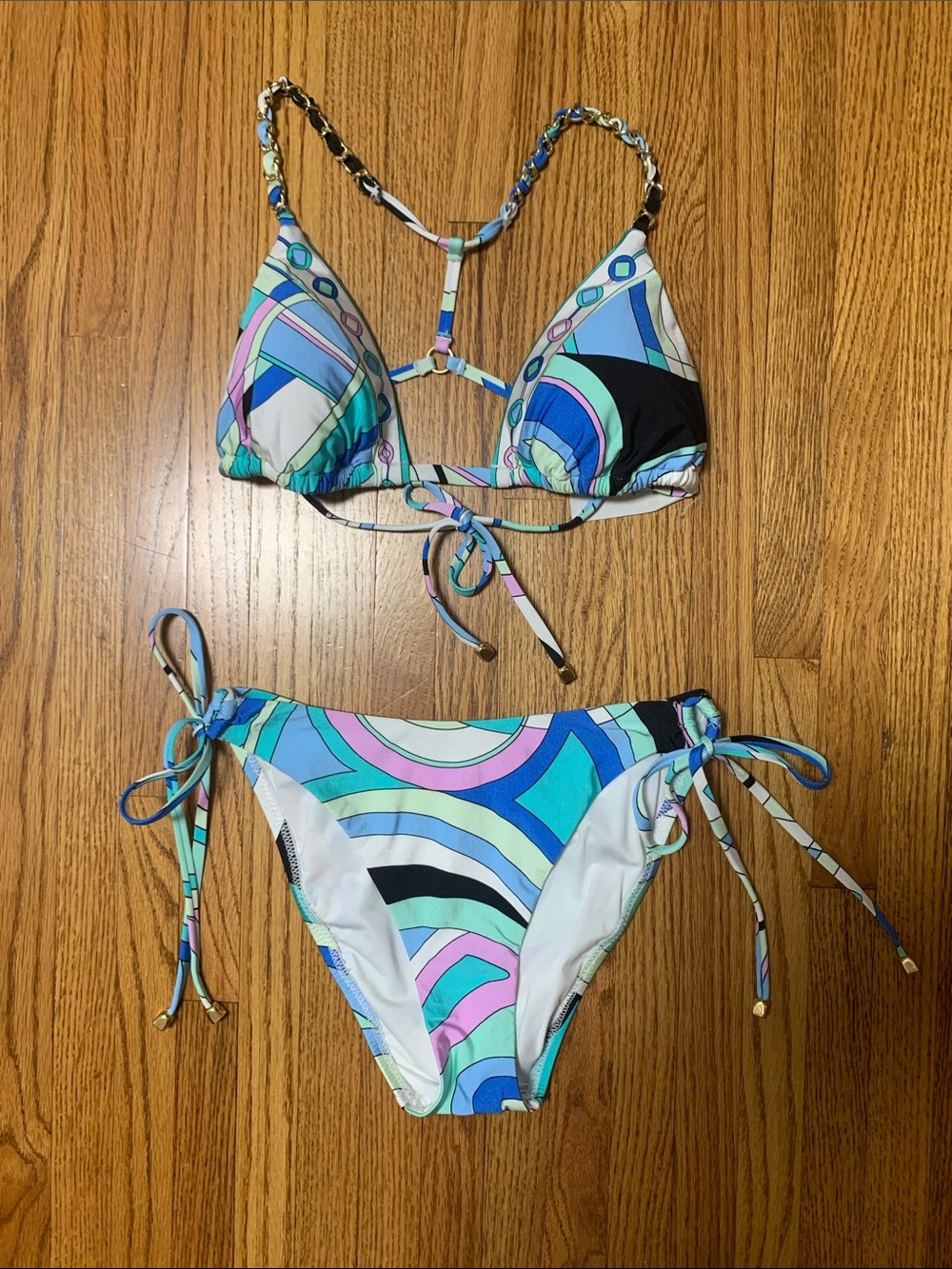 Sunshine 79 swimsuit - paisley bikini set, sliding triangle string bikini size 6